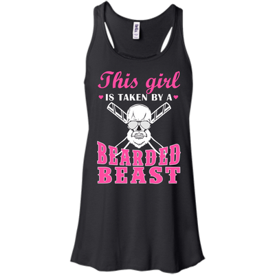 This Girl Is Taken By A Bearded Beast-T-Shirt & Hoodie-Women's Flowy Racerback Tank-Black