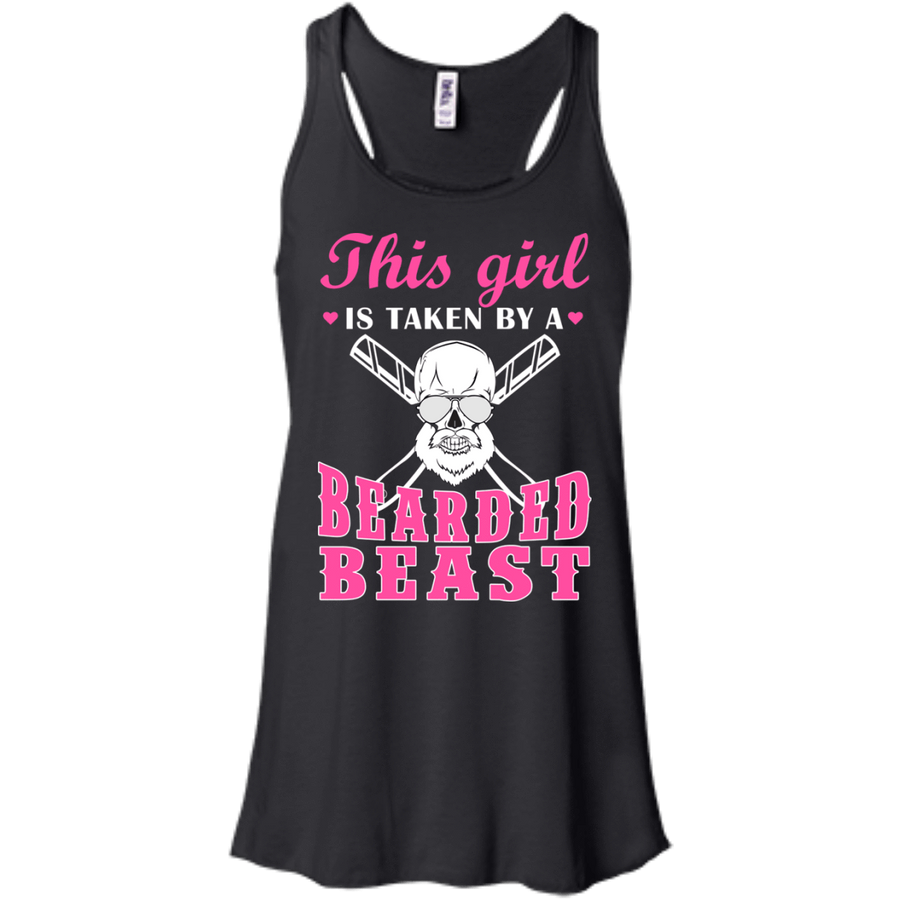 This Girl Is Taken By A Bearded Beast-T-Shirt & Hoodie-Women's Flowy Racerback Tank-Black