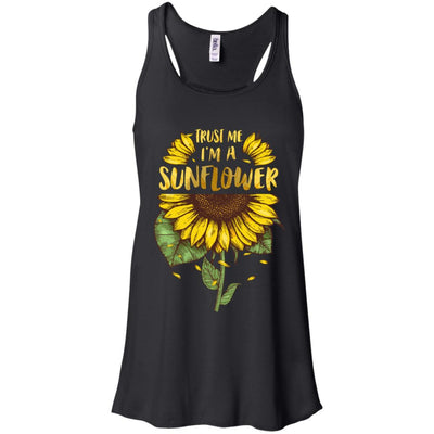 Trust Me I'm A Sunflower For Girls-T-Shirt & Tank Top-Women's Flowy Racerback Tank-Black