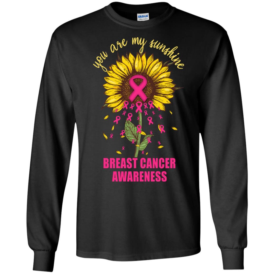 You Are My Sunshine Breast Cancer Awareness-T-Shirt & Hoodie-Long Sleeve T-Shirt-Black