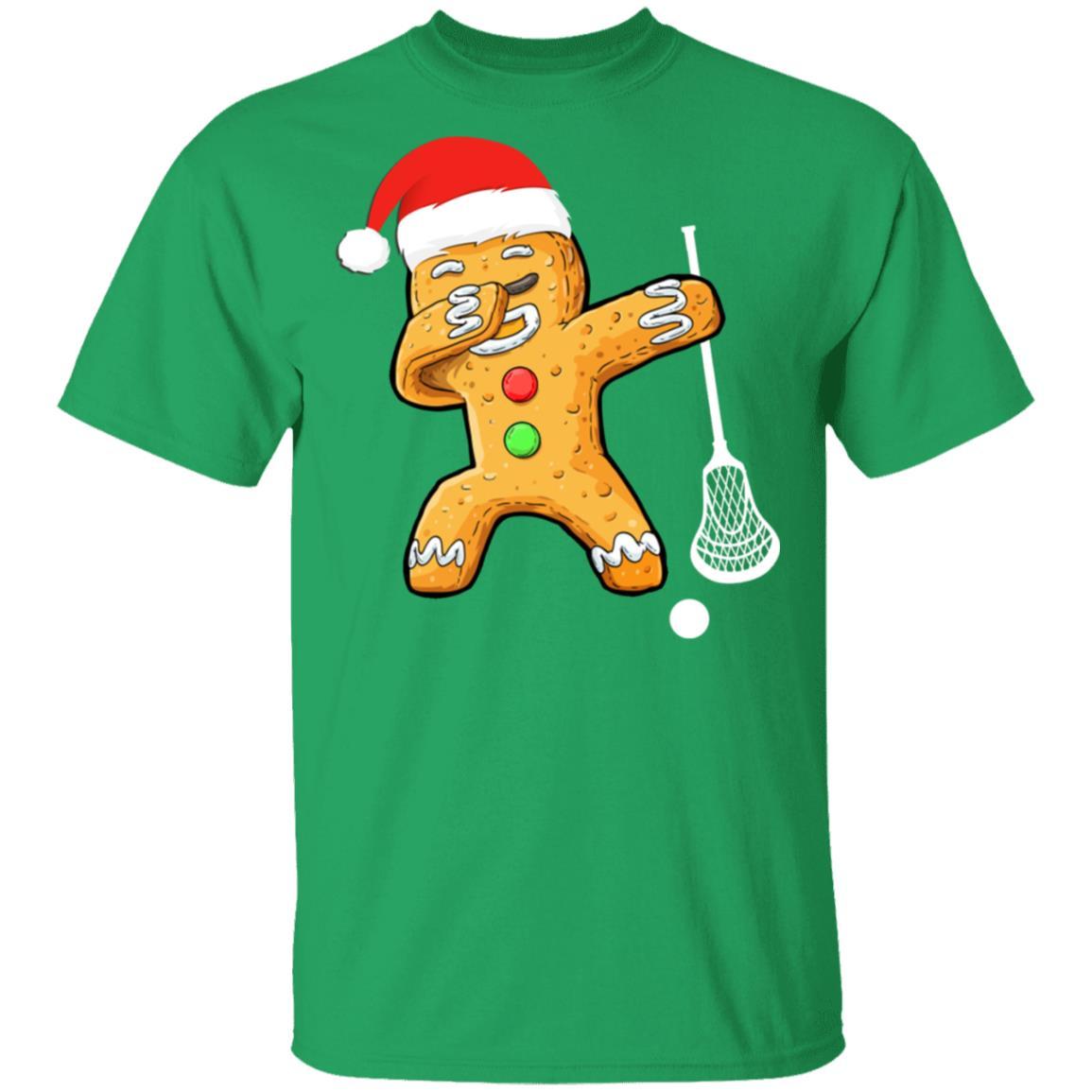 Dabbing Gingerbread Santa Lacrosse Christmas Pajama Gifts-T-Shirt & Sweatshirt-Classic T-Shirt-Irish Green