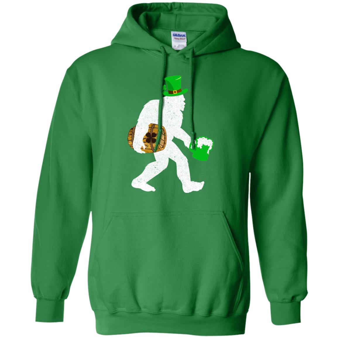 Shamrock Irish Drunk Bigfoot St Patrick's Day-T-Shirt & Hoodie-Pullover Hoodie-Irish Green