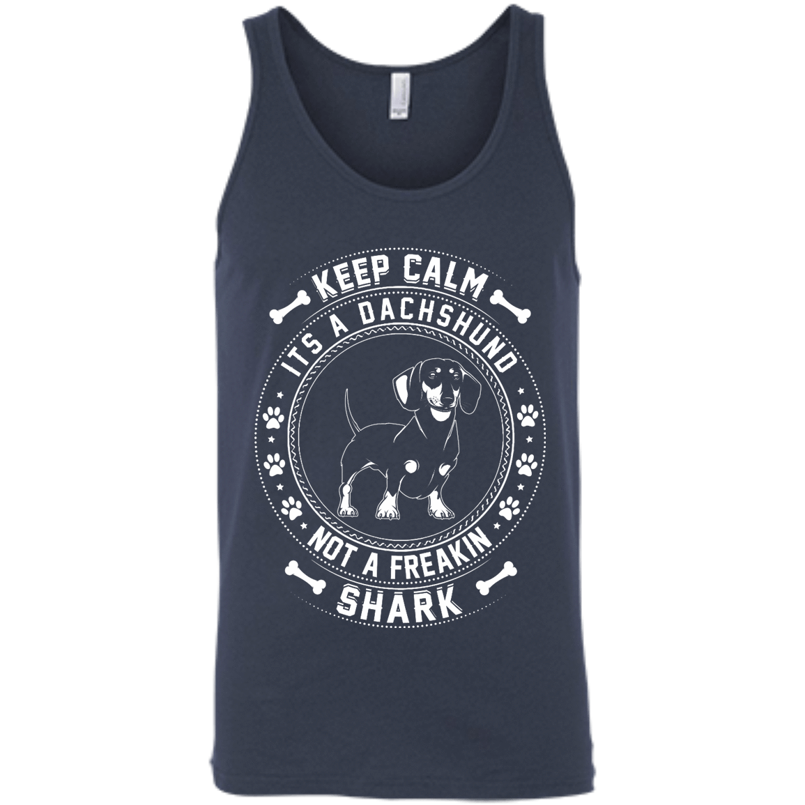 Keep Calm It's A Dachshund Not A Freaking Shark-T-Shirt & Hoodie-Unisex Tank-Navy