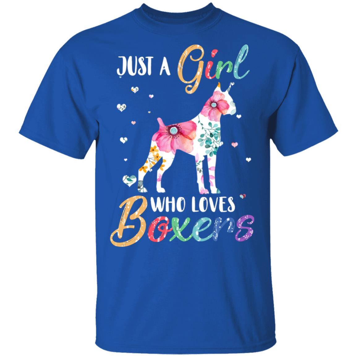 Just A Girl Who Loves Boxers Cute Boxer Lover-T-Shirt & Hoodie-Classic T-Shirt-Royal