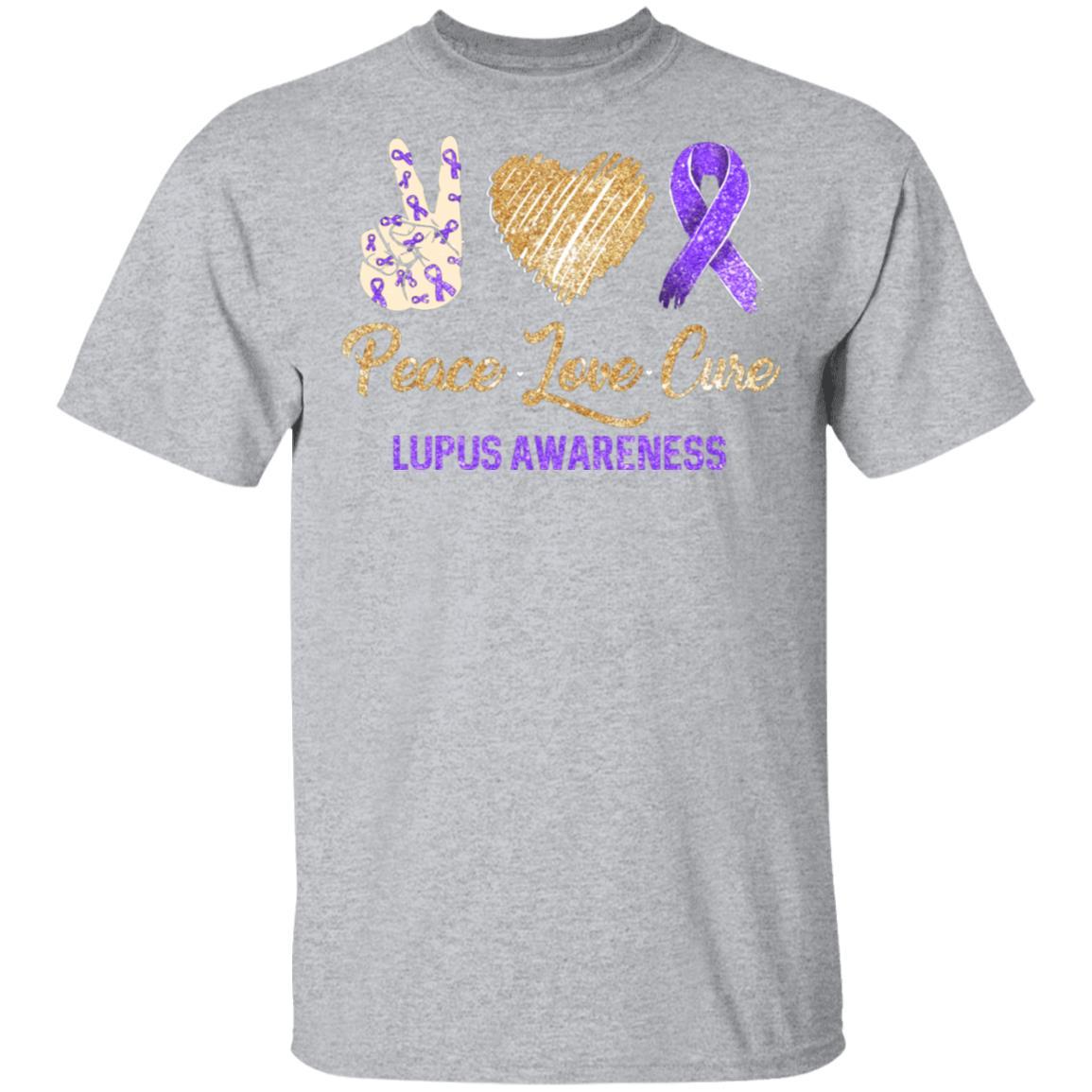 Peace Love Cure Lupus Awareness-T-Shirt & Hoodie-Classic T-Shirt-Sport Grey