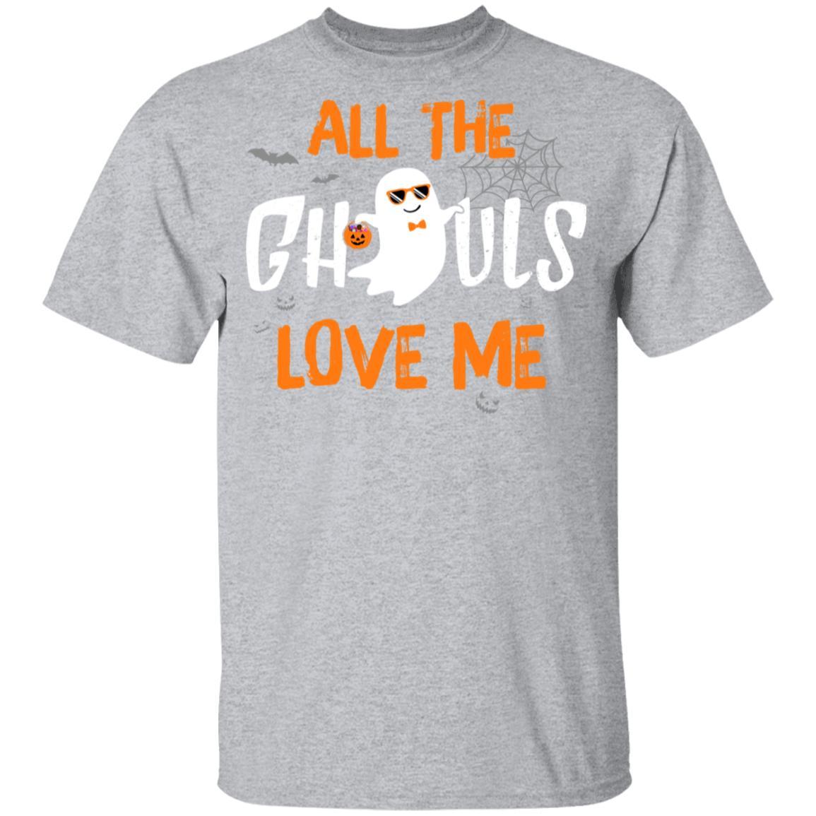 All The Ghouls Love Me Funny Halloween Kids Boy Girl Youth-Youth Shirt-Youth T-Shirt-Sport Grey