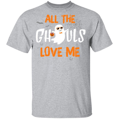 All The Ghouls Love Me Funny Halloween Kids Boy Girl Youth-Youth Shirt-Youth T-Shirt-Sport Grey