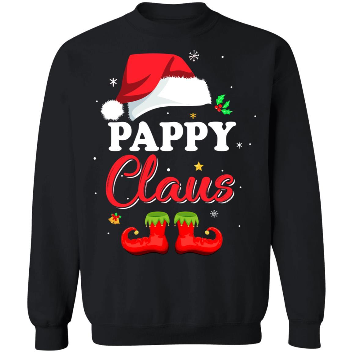 Santa Pappy Claus Matching Family Pajamas Christmas Gifts-T-Shirt & Sweatshirt-Crewneck Sweatshirt-Black