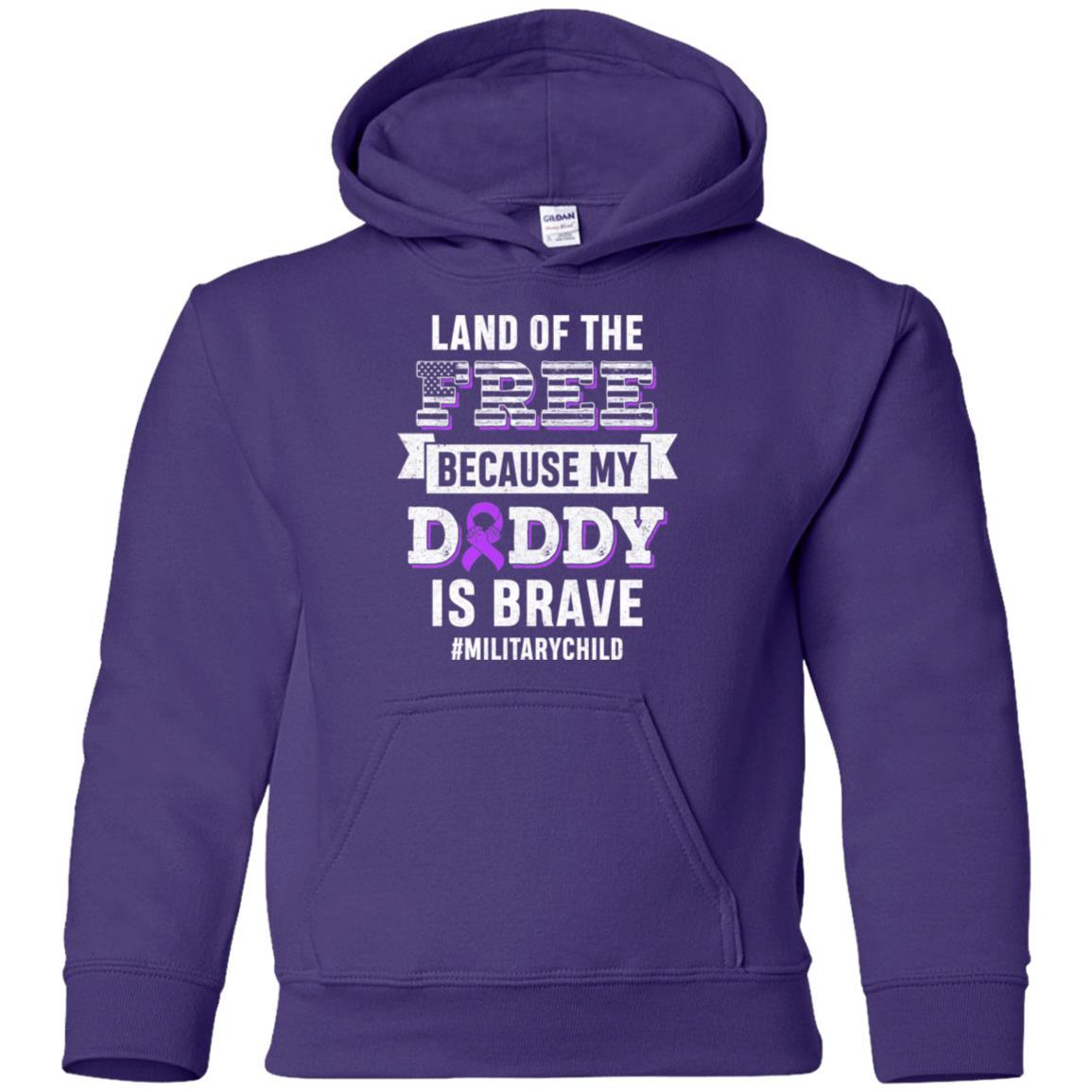 Military Child Month Purple Up Free Brave Dad Pride Youth-Youth Shirt-Youth Pullover Hoodie-Purple