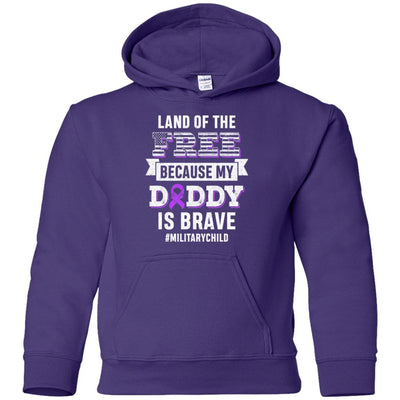 Military Child Month Purple Up Free Brave Dad Pride Youth-Youth Shirt-Youth Pullover Hoodie-Purple