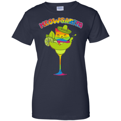 Rainbow Meowgarita Margarita Cat Lover-T-Shirt & Hoodie-Women's T-Shirt-Navy