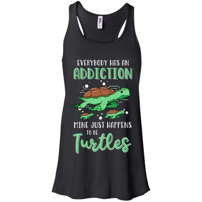Everybody Has An Addiction Mine Just Happens To Be Turtles-T-Shirt & Tank Top-Women's Flowy Racerback Tank-Black