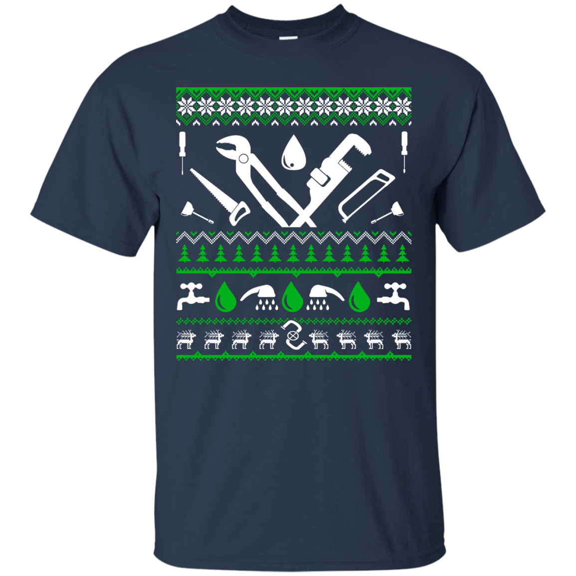 Plumber Christmas Sweater-T-Shirt & Hoodie-Classic T-Shirt-Navy