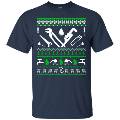 Plumber Christmas Sweater-T-Shirt & Hoodie-Classic T-Shirt-Navy