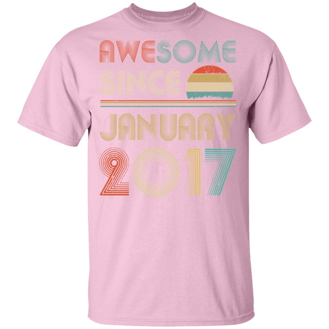 Awesome Since January 2017 Vintage 4th Birthday Gifts Youth-Youth Shirt-Youth T-Shirt-Light Pink