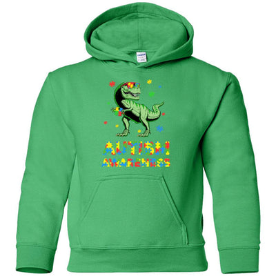 Dinosaur Puzzle Autism Awareness For Boys Girls Youth-Youth Shirt-Youth Pullover Hoodie-Irish Green