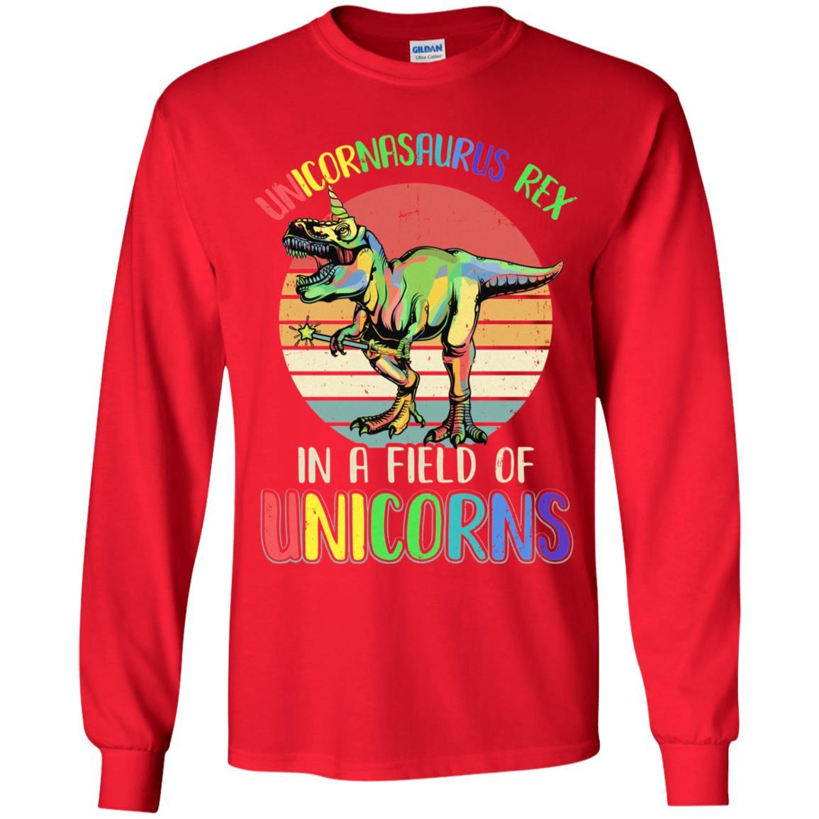 Be A Unicornasaurus Rex In A Field Of Unicorns Youth-Youth Shirt-Youth Long Sleeve T-Shirt-Red