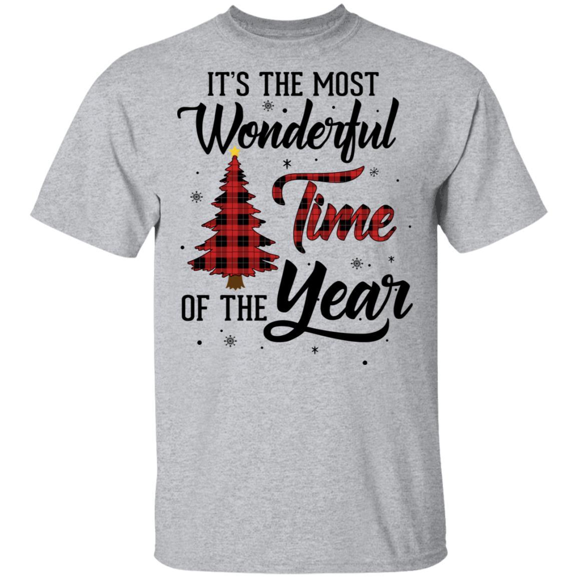 The Most Wonderful Time Of The Year Christmas Buffalo Plaid-T-Shirt & Sweatshirt-Classic T-Shirt-Sport Grey