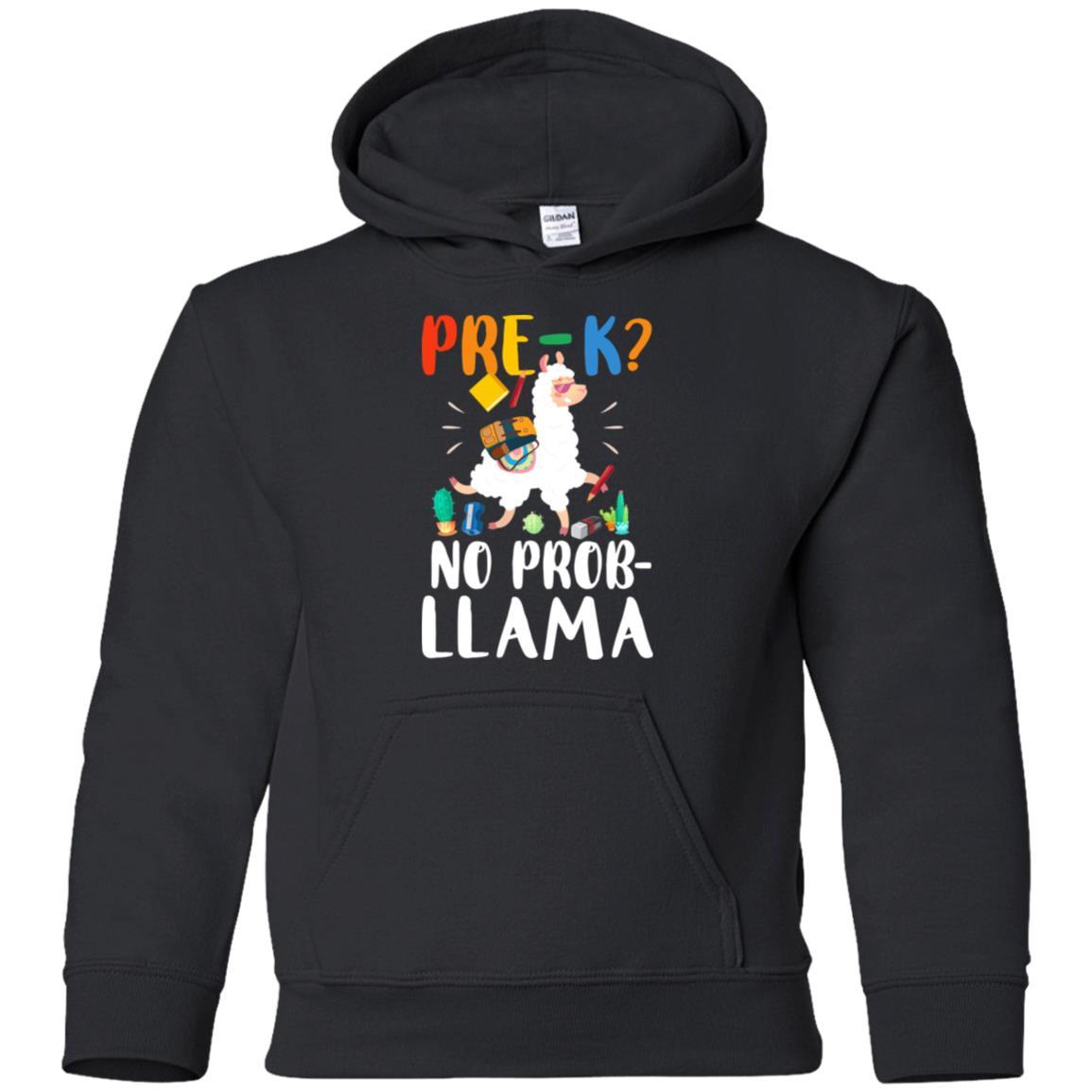 Pre-K No Prob Llama Funny First Day Of School Youth-Youth Shirt-Youth Pullover Hoodie-Black