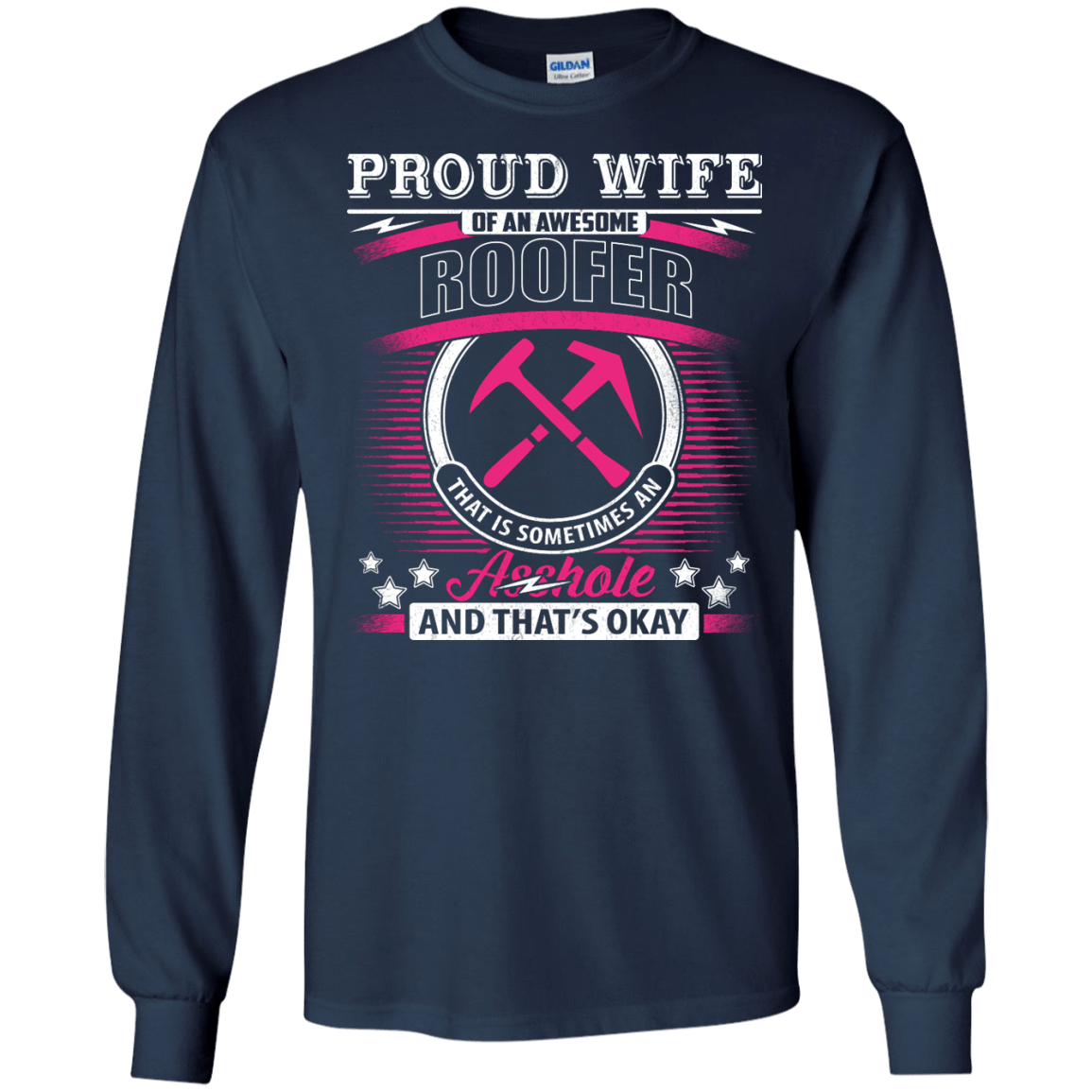 Proud Wife Of An Awesome Roofer-T-Shirt & Hoodie-Long Sleeve T-Shirt-Navy