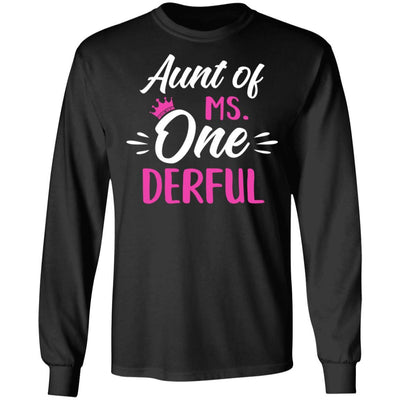 Aunt Of Ms Onederful 1st Birthday Party Costumes Gifts-T-Shirt & Hoodie-Long Sleeve T-Shirt-Black