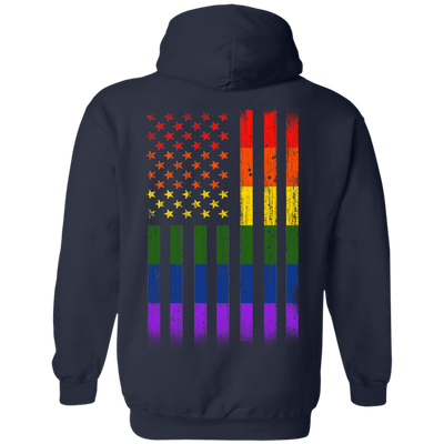 Rainbow Lesbian Gay Pride LGBT America Flag-T-Shirt & Hoodie-Pullover Hoodie-Navy