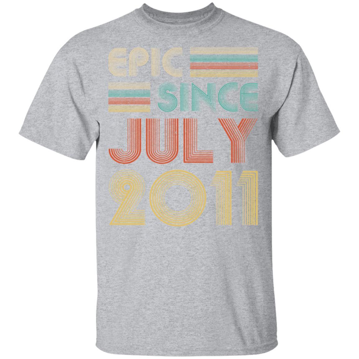 Epic Since July 2011 Vintage 10th Birthday Gifts Youth-Youth Shirt-Youth T-Shirt-Sport Grey