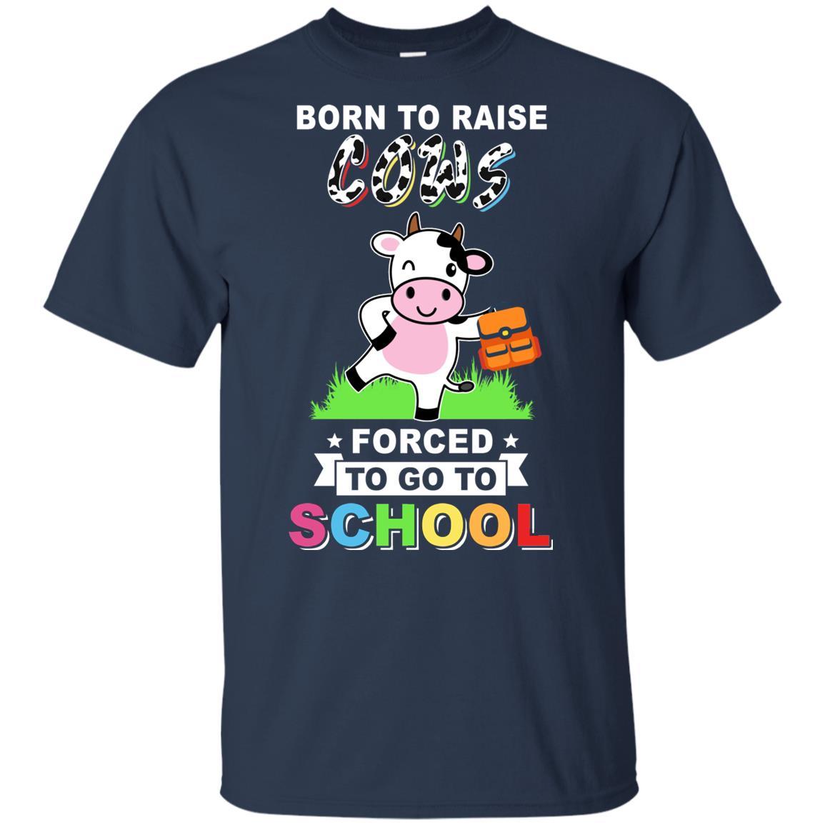Born To Raise Cow Forced To Go To School Youth-Youth Shirt-Youth T-Shirt-Navy