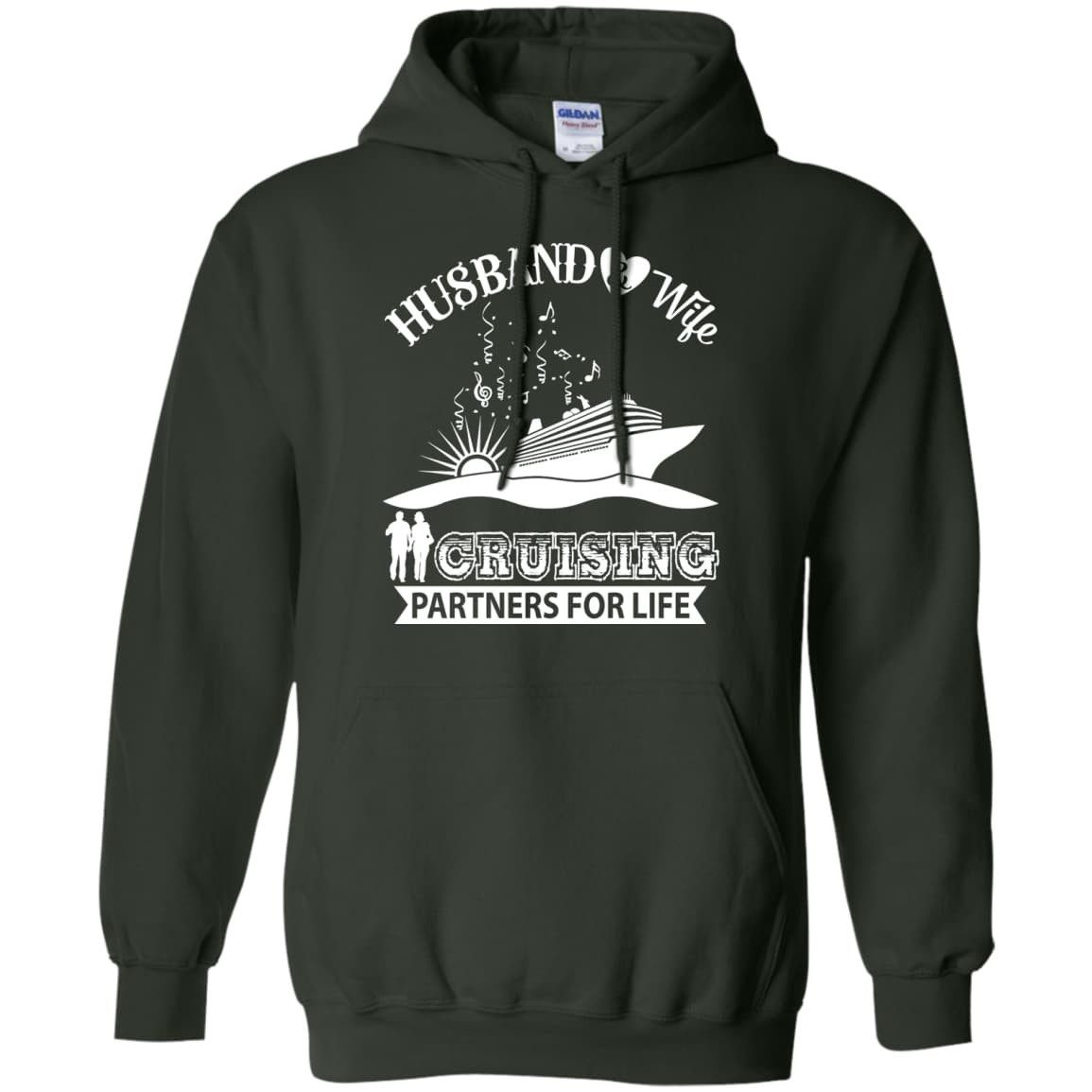 Husband And Wife Cruising Partners For Life-T-Shirt & Hoodie-Pullover Hoodie-Forest Green