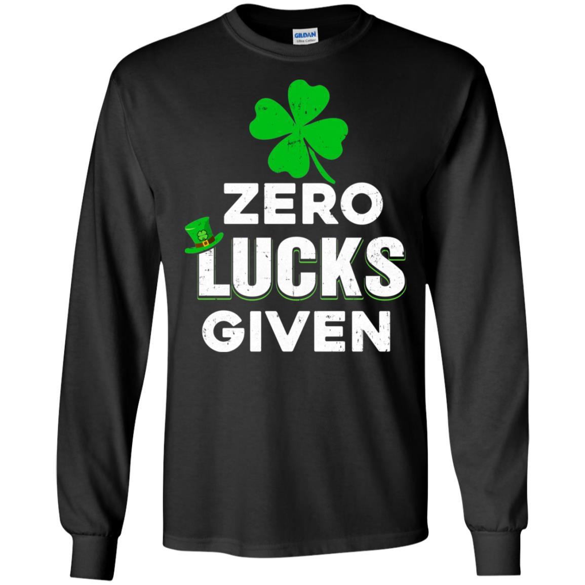 Zero Lucks Given St Patricks Day-T-Shirt & Hoodie-Long Sleeve T-Shirt-Black