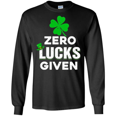 Zero Lucks Given St Patricks Day-T-Shirt & Hoodie-Long Sleeve T-Shirt-Black