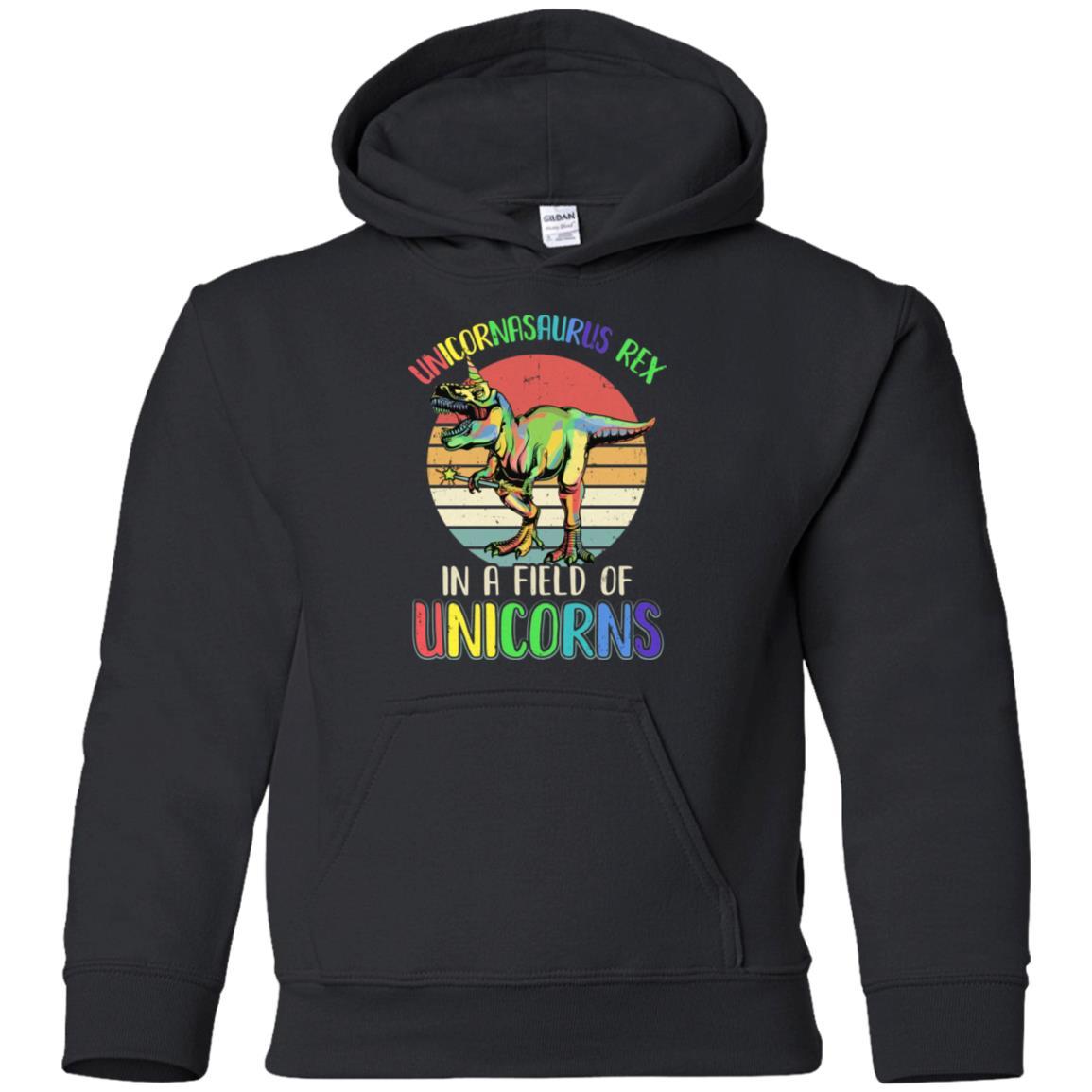 Be A Unicornasaurus Rex In A Field Of Unicorns Youth-Youth Shirt-Youth Pullover Hoodie-Black