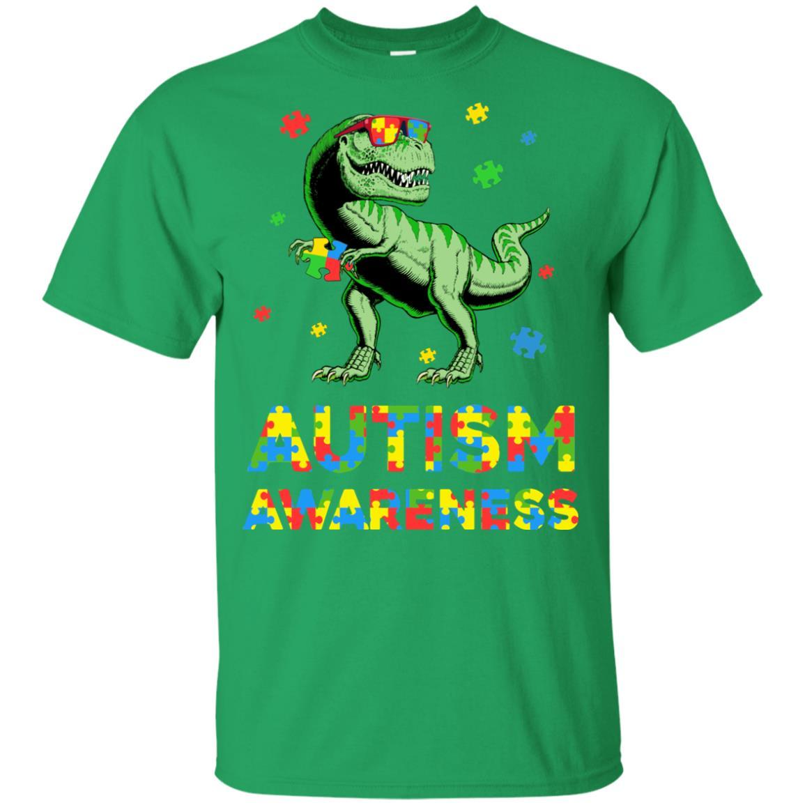 Dinosaur Puzzle Autism Awareness For Boys Girls Youth-Youth Shirt-Youth T-Shirt-Irish Green