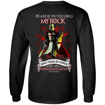 Praise The Lord My Rock Who Trains My Hands For War-T-Shirt & Hoodie-Long Sleeve T-Shirt-Black