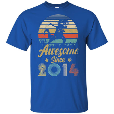 Awesome Since 2014 7th Years Old Dinosaur Birthday Gift Youth-Youth Shirt-Youth T-Shirt-Royal