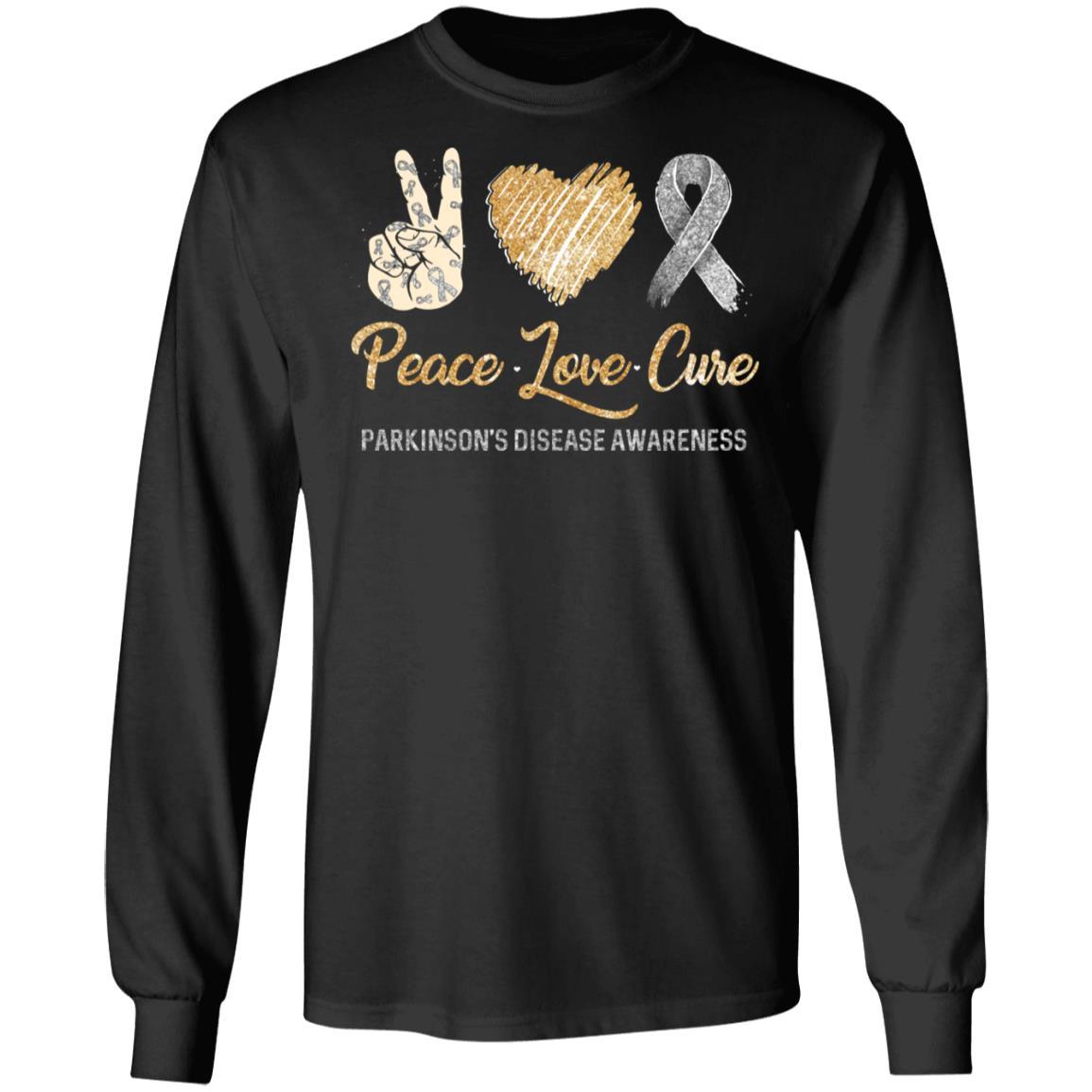 Peace Love Cure Pancreatic Cancer Awareness-T-Shirt & Hoodie-Long Sleeve T-Shirt-Black