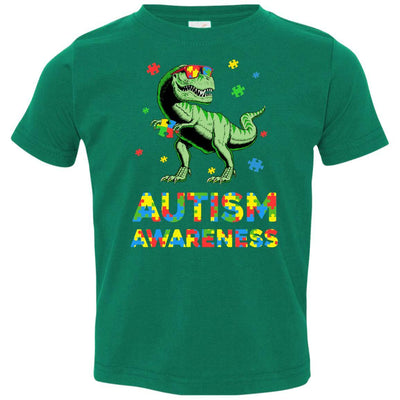 Dinosaur Puzzle Autism Awareness For Boys Girls Youth-Youth Shirt-Toddler T-Shirt-Kelly