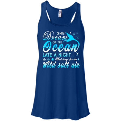She Dream Of The Ocean Late Night And Longs For The Wild Salt Air-T-Shirt & Hoodie-Women's Flowy Racerback Tank-True Royal