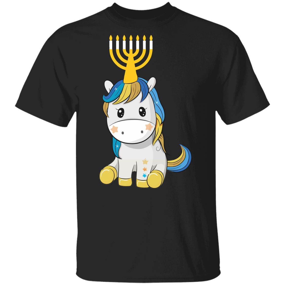 Funny Jewish Unicorn Menorah Kids Girl Hanukkah Youth-Youth Shirt-Youth T-Shirt-Black