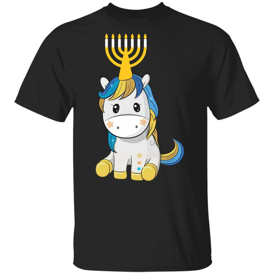 Funny Jewish Unicorn Menorah Kids Girl Hanukkah Youth-Youth Shirt-Youth T-Shirt-Black