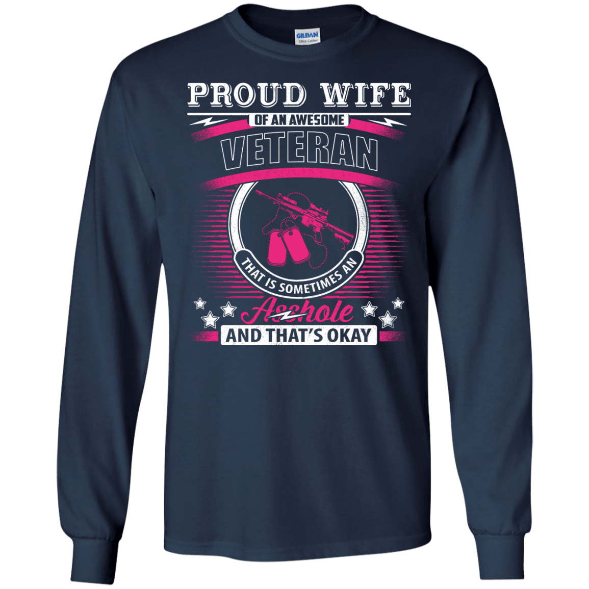 Proud Wife Of An Awesome Veteran-T-Shirt & Hoodie-Long Sleeve T-Shirt-Navy