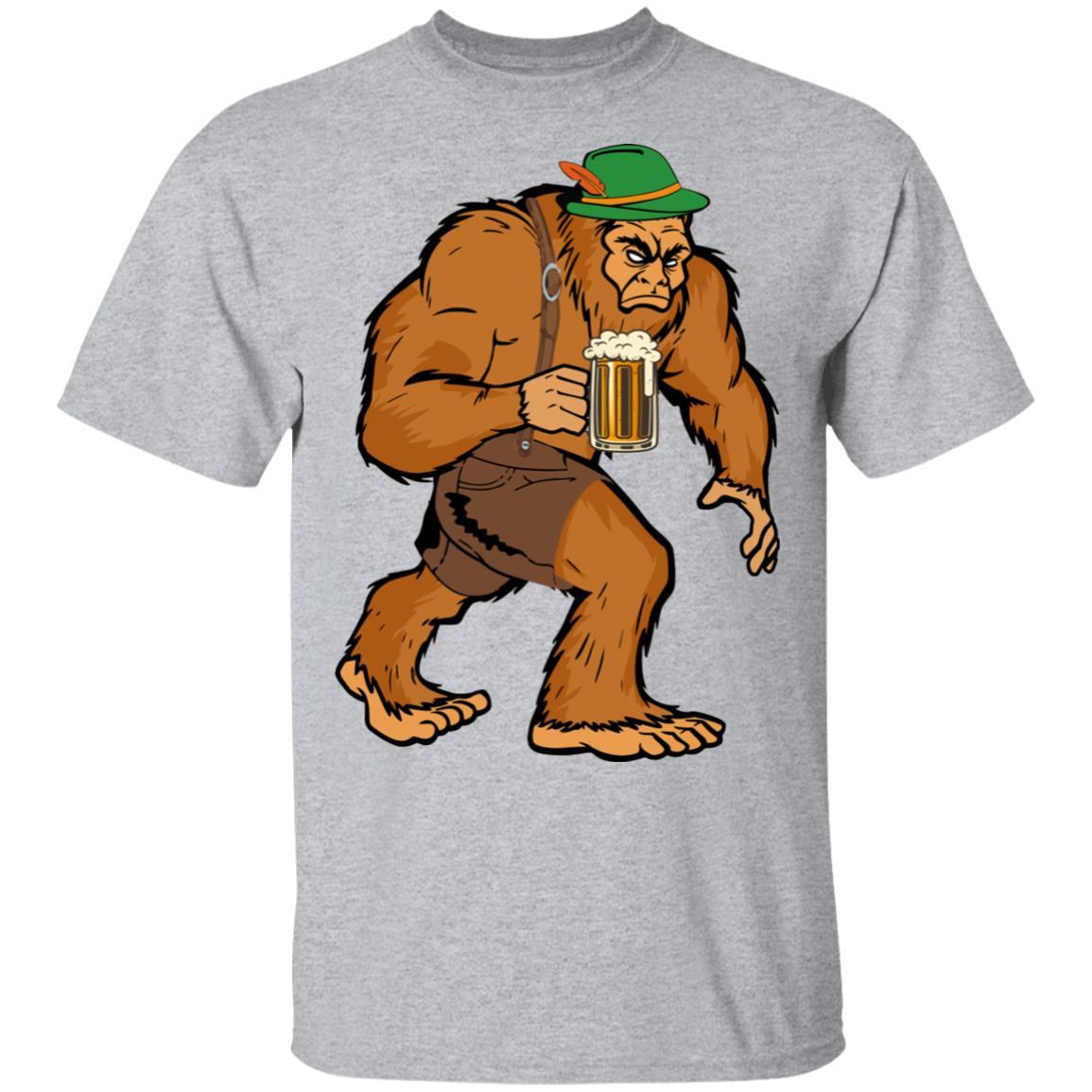 German Bigfoot Drinking Beer Funny Oktoberfest 2019-T-Shirt & Hoodie-Classic T-Shirt-Sport Grey