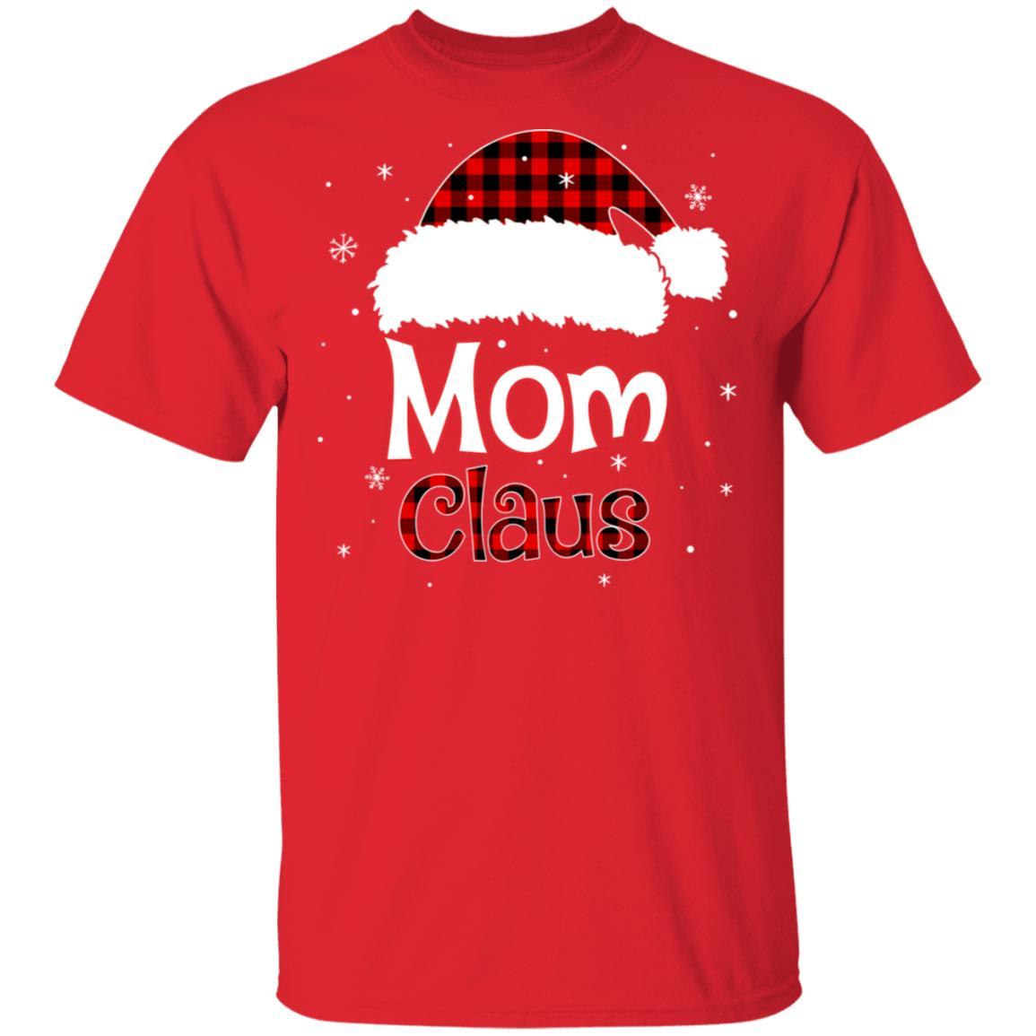 Santa Mom Claus Red Plaid Family Pajamas Christmas Gift-T-Shirt & Sweatshirt-Classic T-Shirt-Red