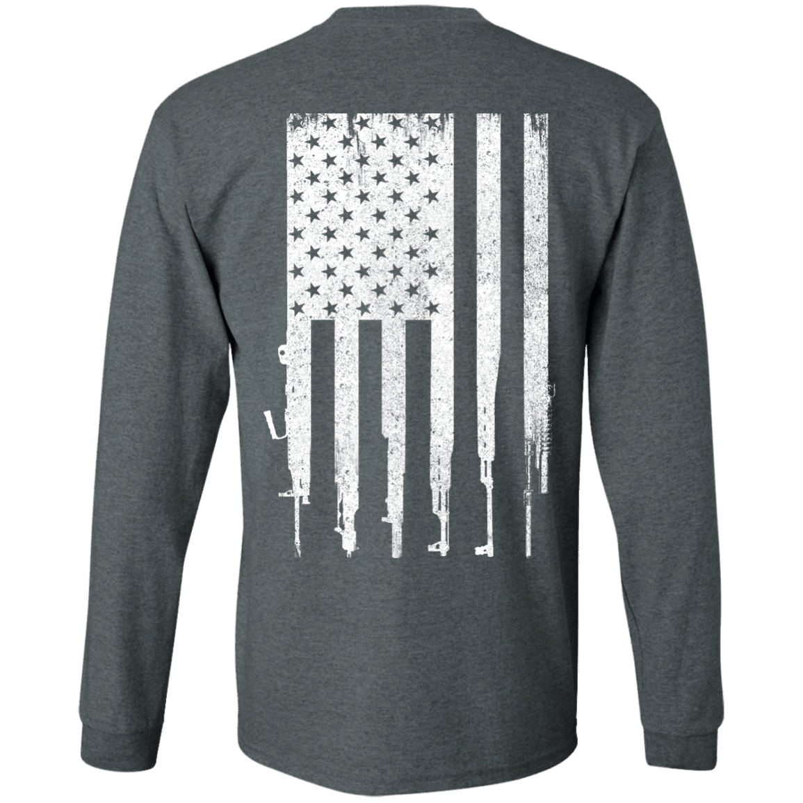 Rifle American Gun Flag-T-Shirt & Hoodie-Long Sleeve T-Shirt-Dark Heather