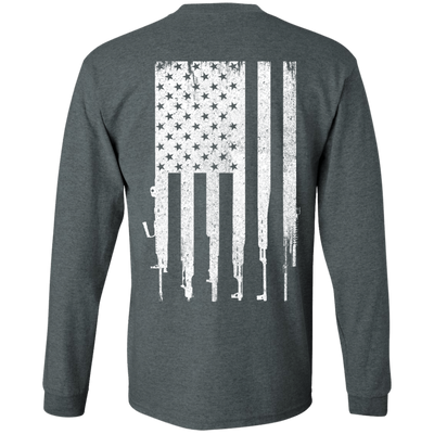 Rifle American Gun Flag-T-Shirt & Hoodie-Long Sleeve T-Shirt-Dark Heather