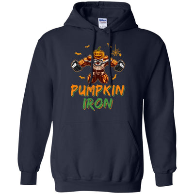 Halloween Gym Workout Pumpkin Iron Motivation For Men-T-Shirt & Hoodie-Pullover Hoodie-Navy