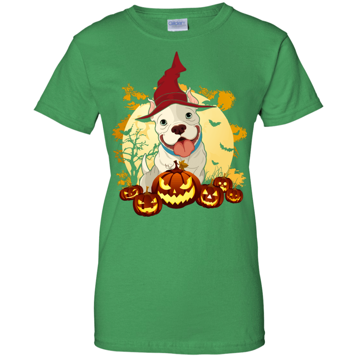 Pitbull Halloween Pumpkin-T-Shirt & Hoodie-Women's T-Shirt-Irish Green