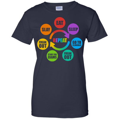 Eat Sleep Go to Clinicals Freak out Study for exams-T-Shirt & Hoodie-Women's T-Shirt-Navy