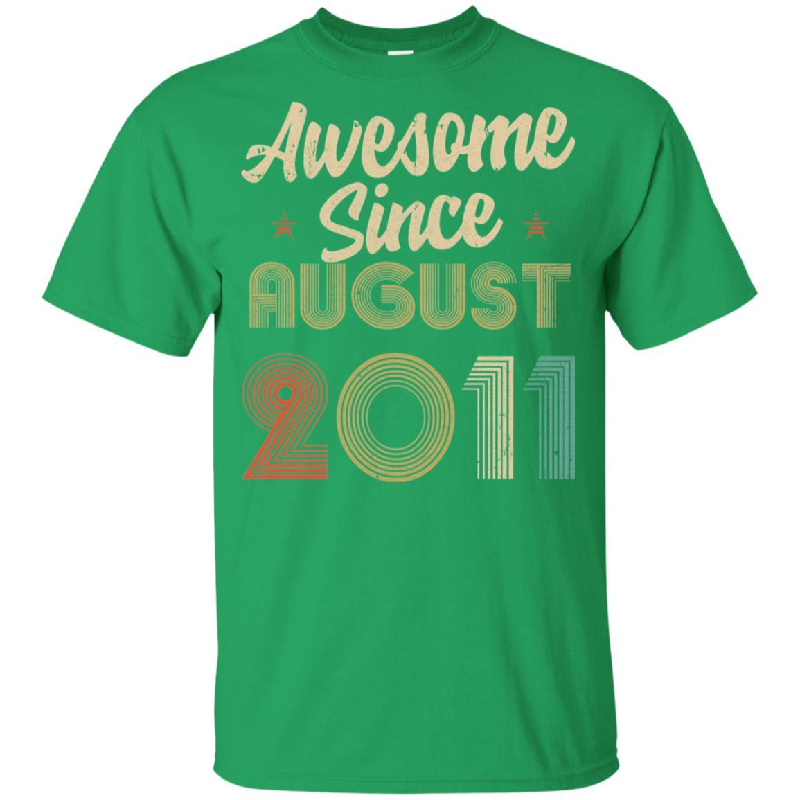 Awesome Since August 2011 Vintage 10th Birthday Gifts Youth-Youth Shirt-Youth T-Shirt-Irish Green