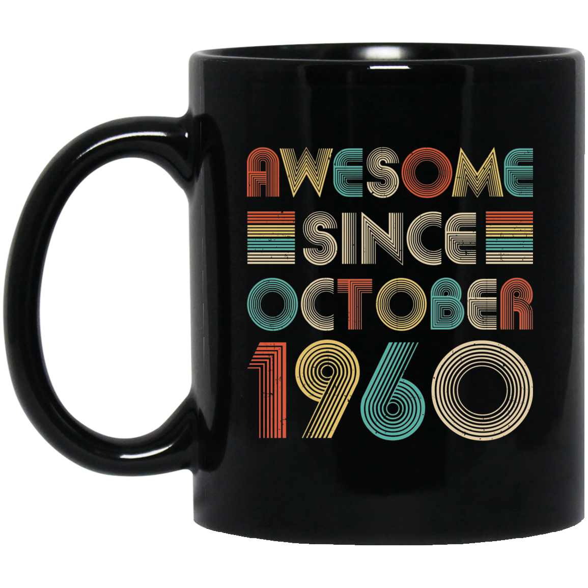 Awesome Since October 1960 Vintage 61th Birthday Gifts Mug-Coffee Mug-BM11OZ 11 oz. Black Mug-Black